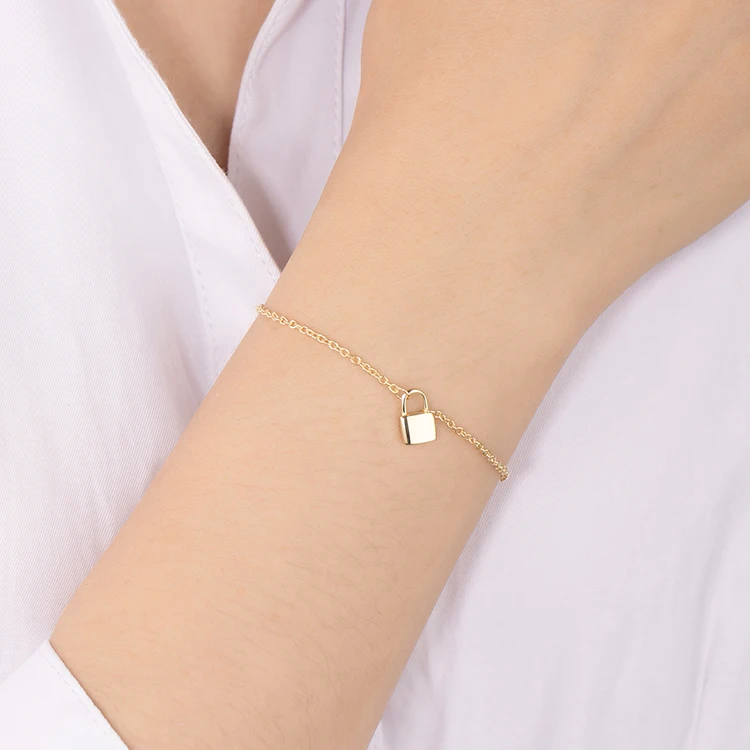 Ювелирные изделия из стерлингового серебра 925 пробы в форме замка, подарок на день Святого Валентина, позолоченная цепочка, браслет на лодыжку