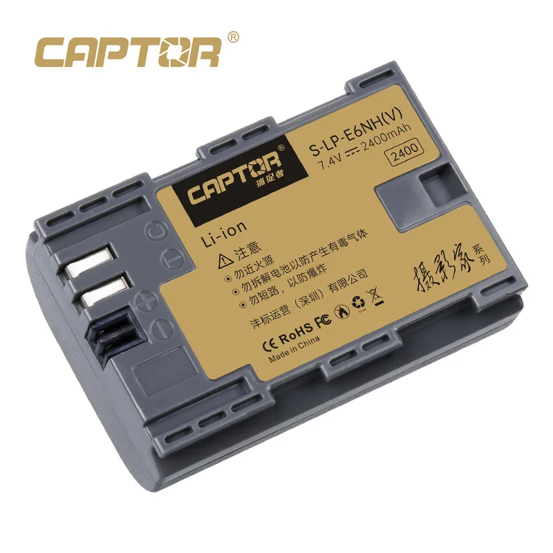 CAPTOR S-LP-E6NH(V)Battery 2400mAH New UpgradeFor Canon EOS6D 70D 80D 5DMark4 R5 R5C R6 R7 5D2 5D3 5D4 6D 6D2 digital camera SLR