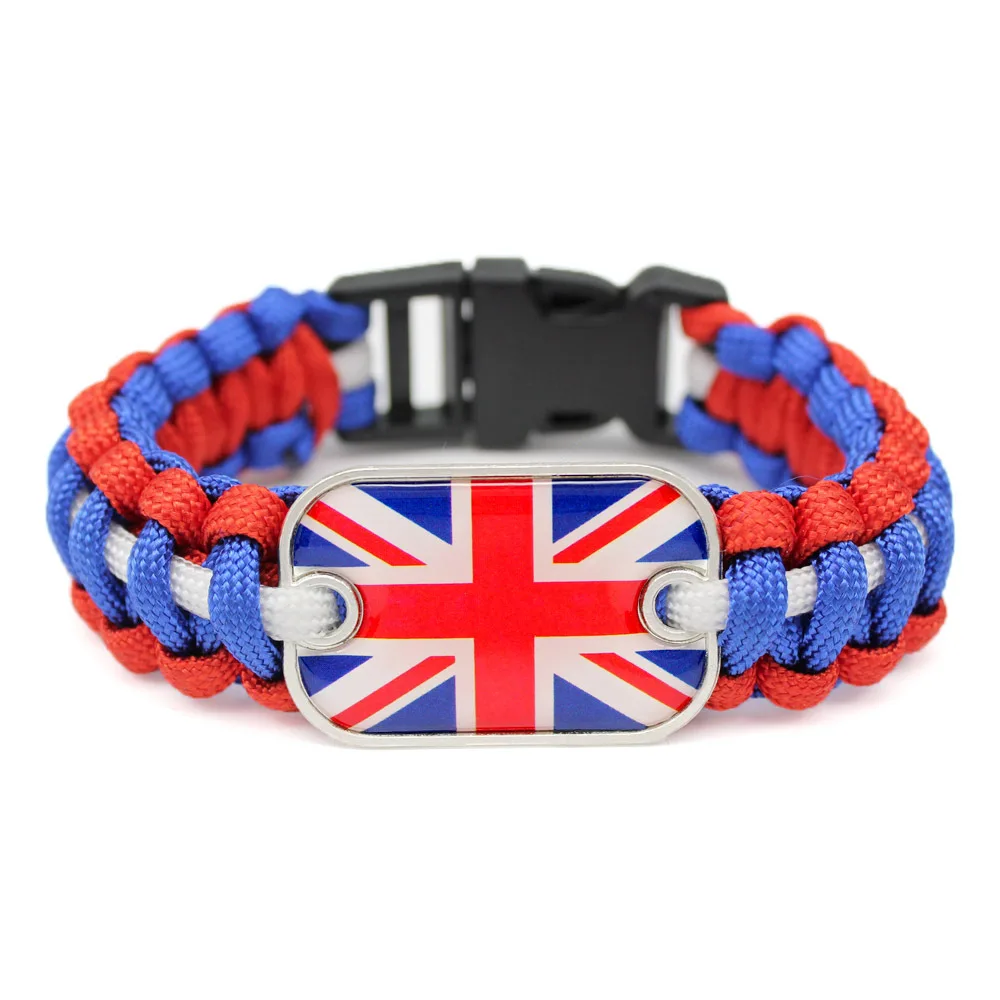Customized Creative Outdoor Survival Wristbands Quality National Flag Handmade Paracord Bracelet