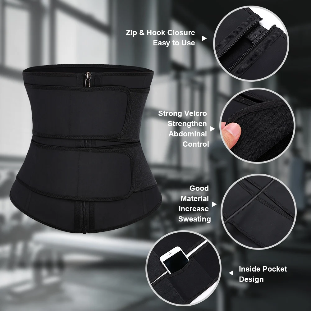 Wholesale Custom Logo Double Belt Enhance Training Neoprene Body Shape Corset Zipper Women Waist Trainer Corsets