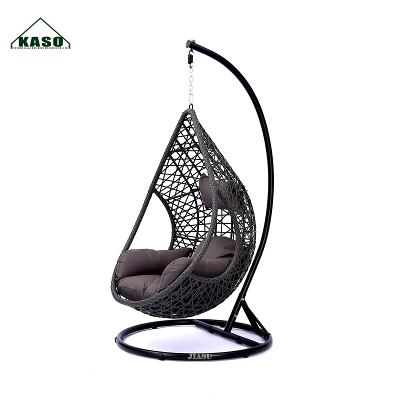 Garden Patio Swings Outdoor Furniture Canopy Folding Hanging Acrylic Stand Wood Egg Chair Swing Black
