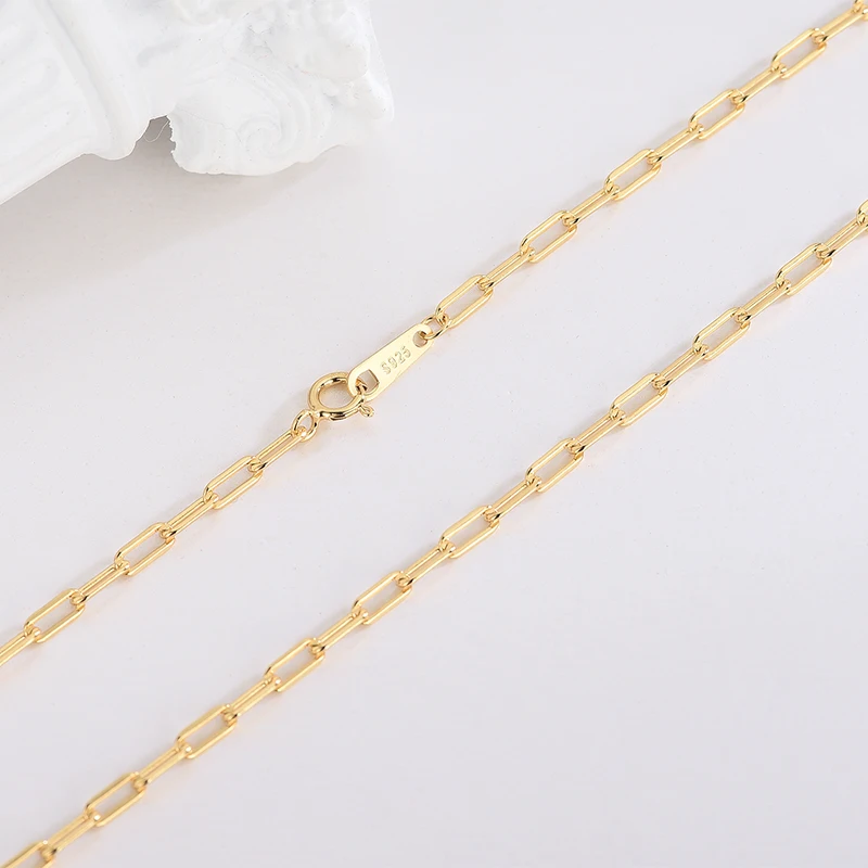 Bohemia Jewelry Silver Chain 925 Sterling Paperclip Chock Necklace