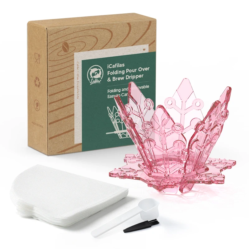 Portable Folding Pour Over Brew Dripper with V60 Paper Filters Mini Durable Coffee Maker Filter Coffee Brewing Drip