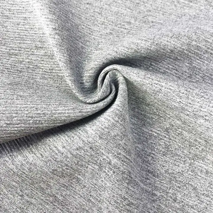 Hot Sale Yarn Dyed Stretchy Heavyweight Soft Melange Yarn Nylon Polyester Rib Knit Fabric for Leggings