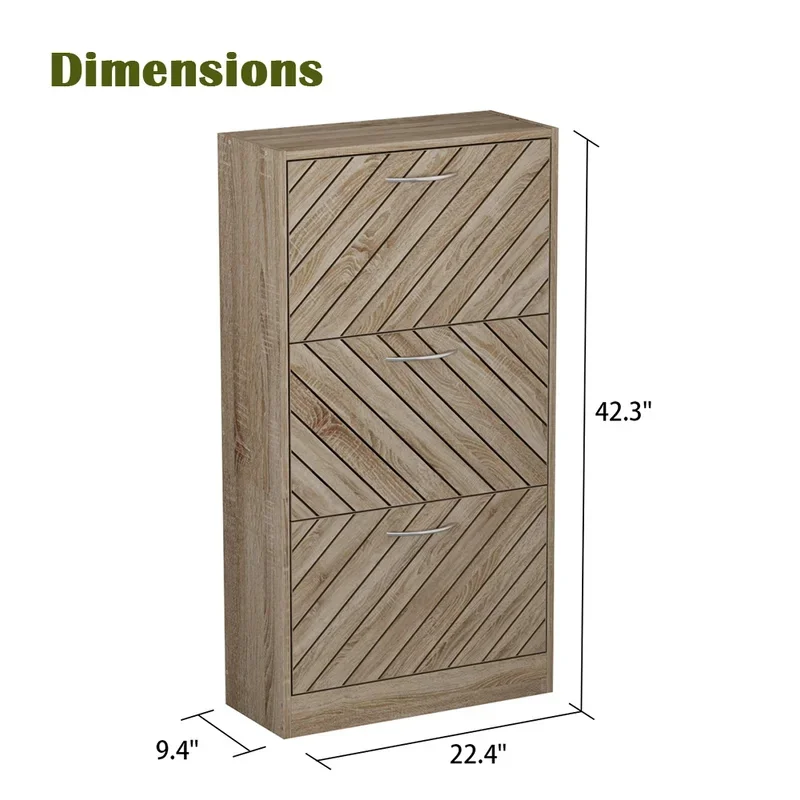 Factory Wooden Shoe Rack Storage Cupboard Organizer shoe cabinet with 3 fold--out door Shoe Cabinet Furniture