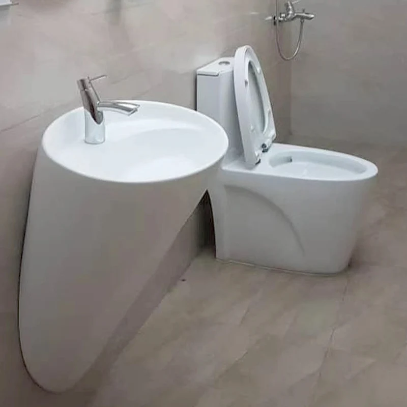 luxury round basin pedestal Turkey sanitary floor standing vessel sink fountain tap lavatory unit mounted