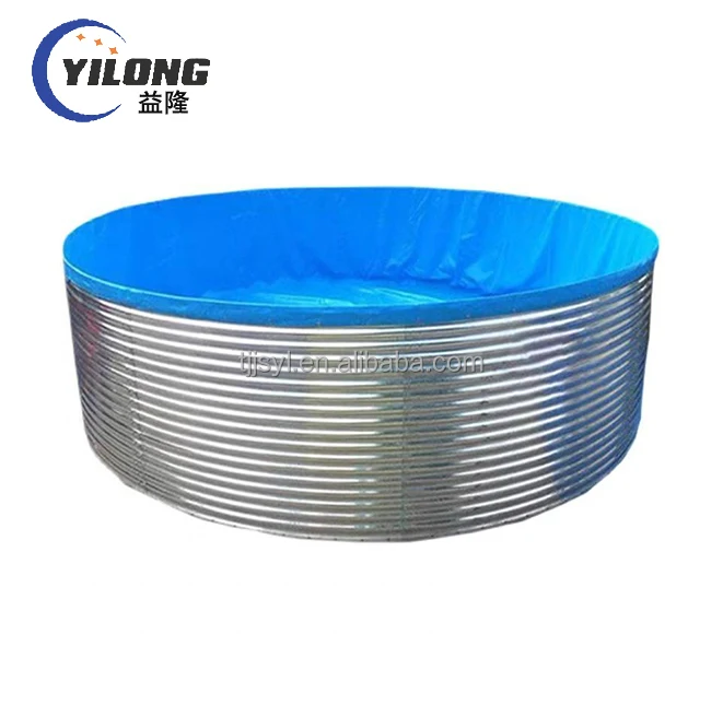 Galvanized sheet blue pvc tarpaulin fish farming tank, biofloc pvc water foldable fish pond tarpaulin tank