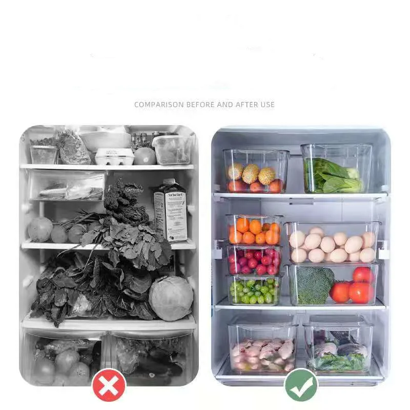 Freezer Food Storage Container Stackable Refrigerator Storage Boxes Food Saver Box With Lid To Keep Fruits Vegetables Meat