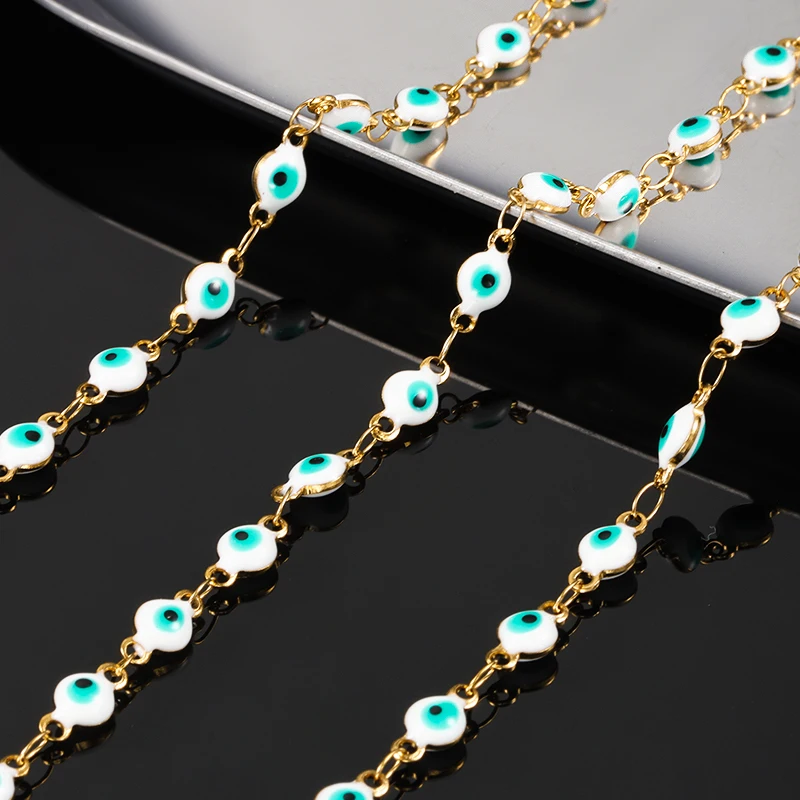 Vintage Style Turkish Devil Eye 18K Stainless Steel Chain Unisex Necklace Fashion Jewelry Making Component & Accessory