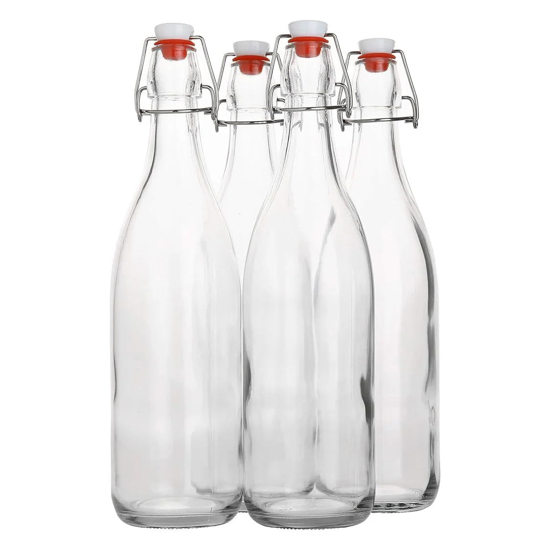 Flip Top Clear Glass Bottle 33oz Swing Brewing with Stopper for Beverages, Oil, Vinegar, Kombucha, Beer, Water, Soda, Kefir