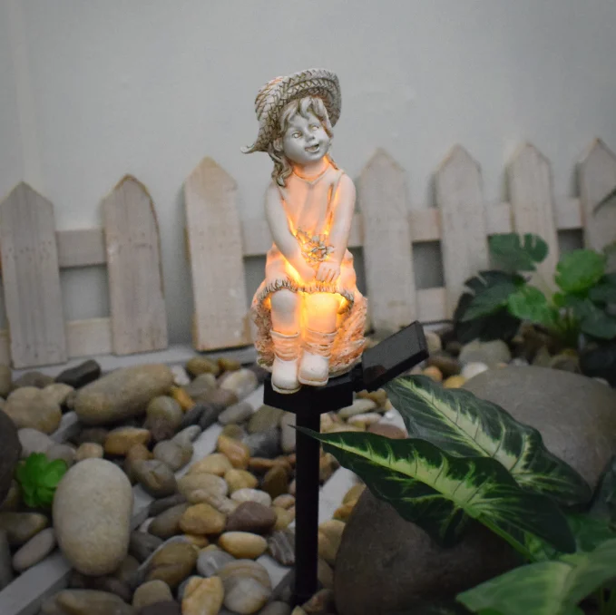 Dropshipping Solar Outdoor Garden Light Inserted Resin Little Girl Angel Shape with Sourcing & Fulfillment service