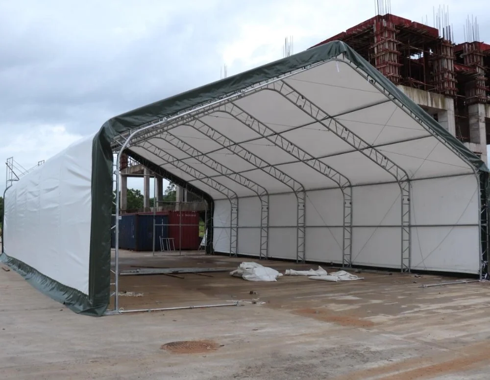 Водонепроницаемая ткань из ПВХ двойная ферма строительная стальная рама складские навесы для автомобилей модель купольного