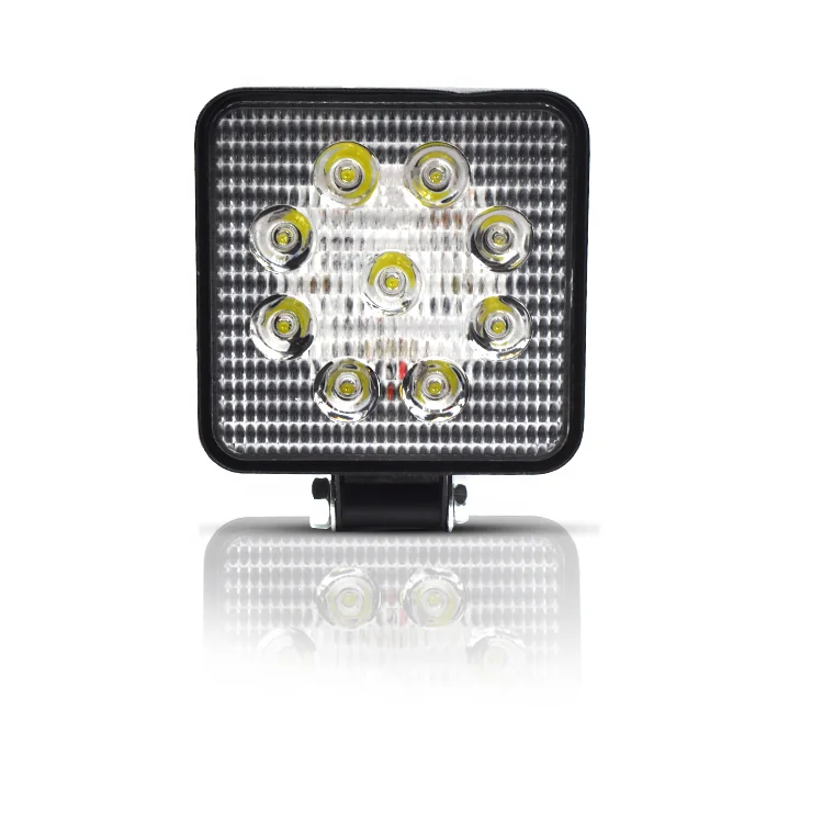 Factory direct style 9-36V Square aluminum 4inch 27w led work light for truck tractors offroad atv OEM laser logo