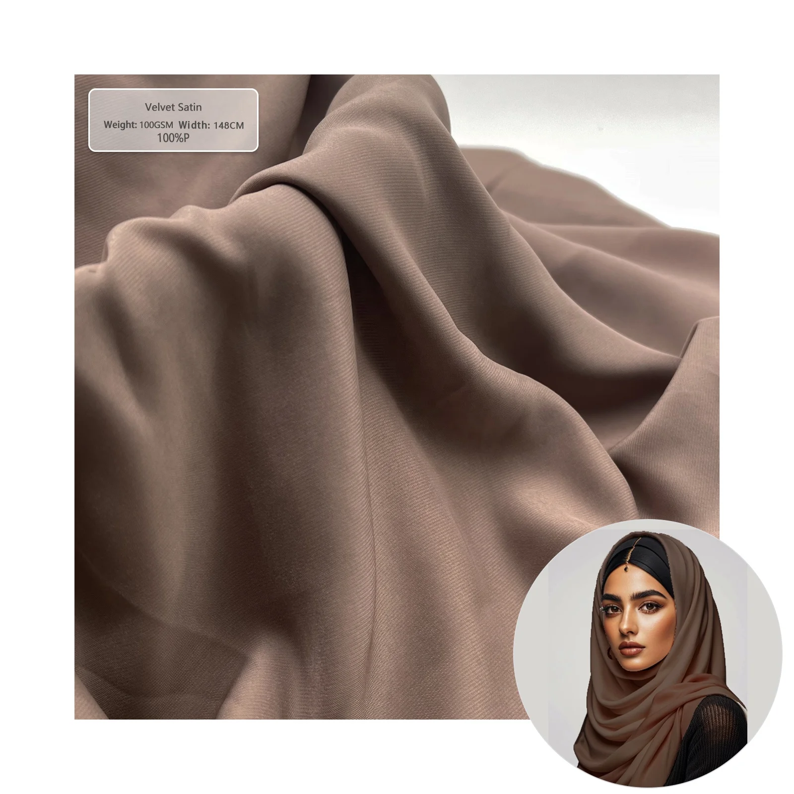 wholesale high quality 100% polyester chiffon Velvet Satin abaya fabric for women