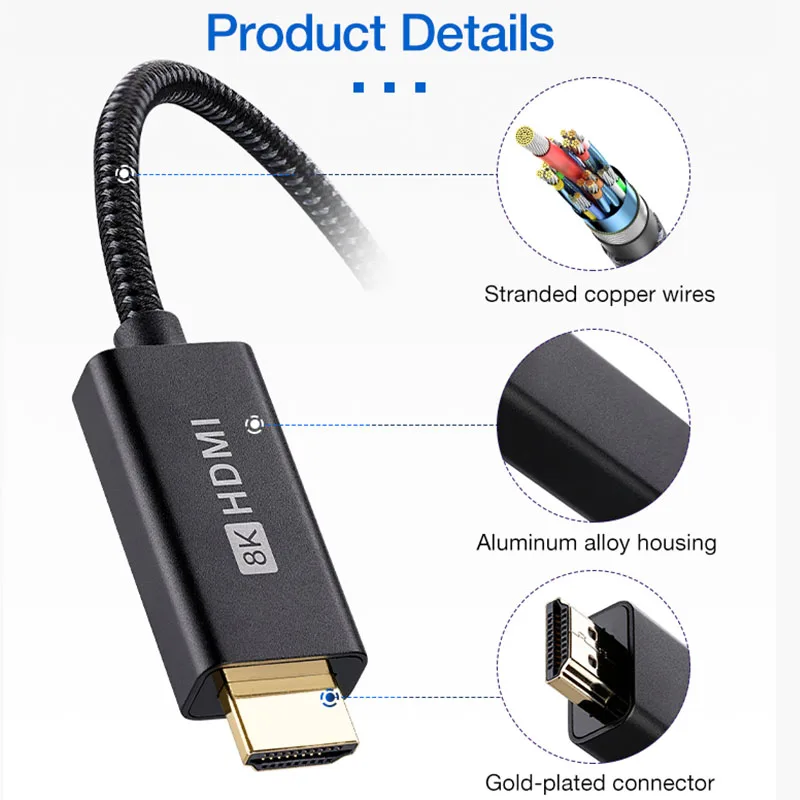 ULT-unite 8K 60Hz USB 3.1 Type-C Male to HDMI Male Adapter Cable 2m USB C to HDMI Audio Video Cable