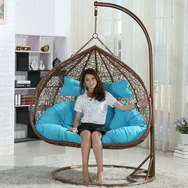 Indoor Outdoor Lazy People Hanging Basket Wicker Chair Age 3+ Five-Point Safety Belt Rattan Balcony Leisure Cradle Chair