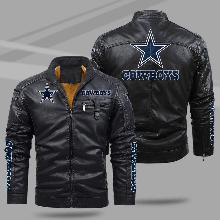 Popular Soccer American Football Teams Plush Thick Pullover Design PU Trendy Plus Size Leather Coat Men
