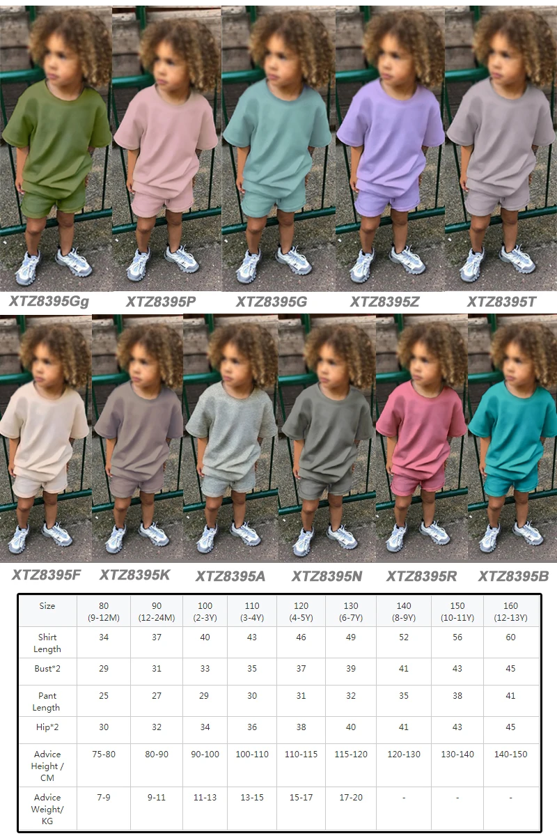 wholesale toddler boys clothes set summer clothing 2 piece outfits cotton plain kids short sets