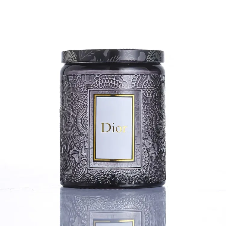 Custom Stickers 200ml Empty Container Cylinder Shaped Candle Glass Jar