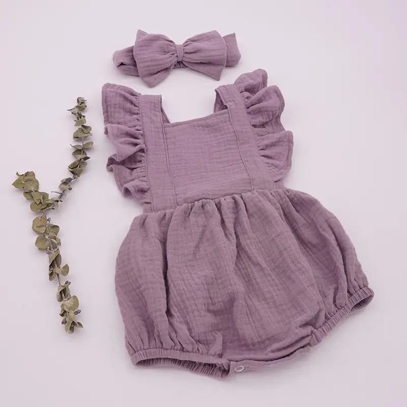 2022 summer new infant clothes cotton flying sleeve Jumpsuit fashion baby rompers