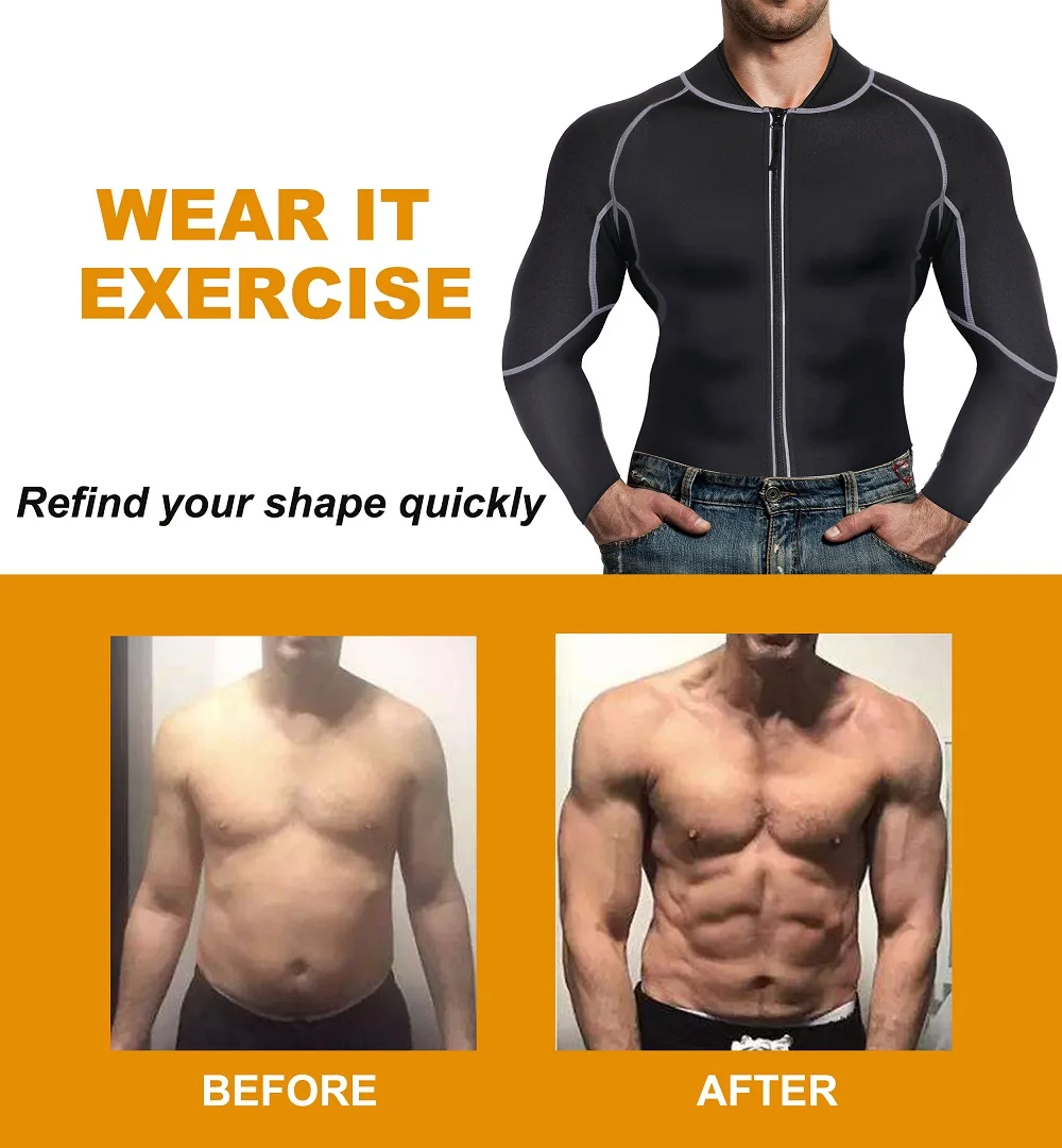 Shapewear Long Sleeve Neoprene Outdoor Sauna Suits Workout Hot Sweat body shaper For Men