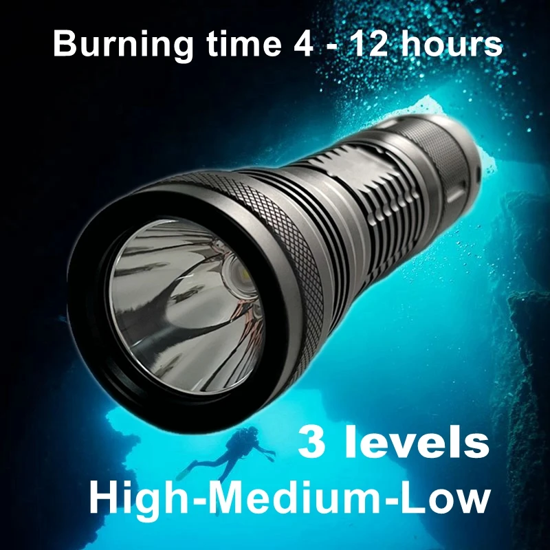 Wholesale IP68 underwater 2000 Lumen Rechargeable 26650 Diving Flashlight