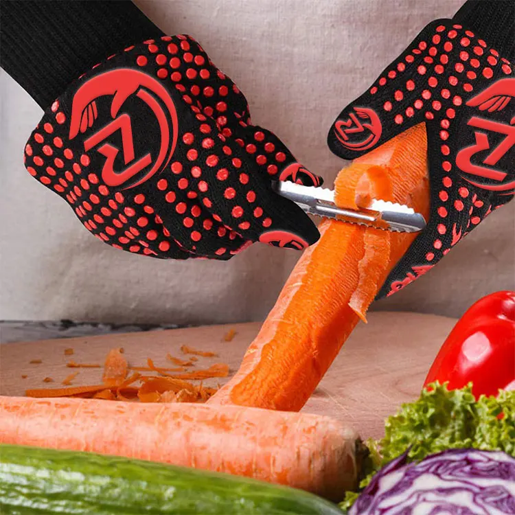 1472 Degree F Heat Resistant Silicone Long Kitchen Non-Slip BBQ Oven Grilling Gloves For Barbecue Cooking Baking