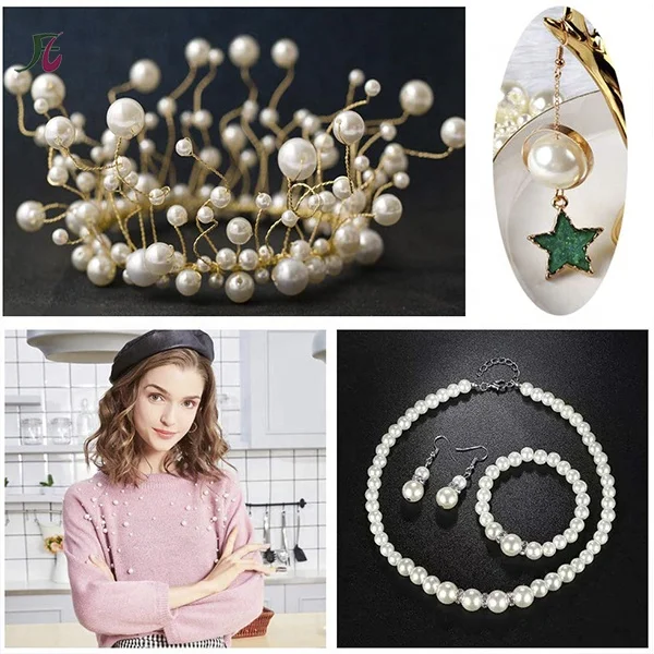 Wholesale  Acrylic ABS Pearl Beads Pure White Plastic Decoration Pearls In Bulk