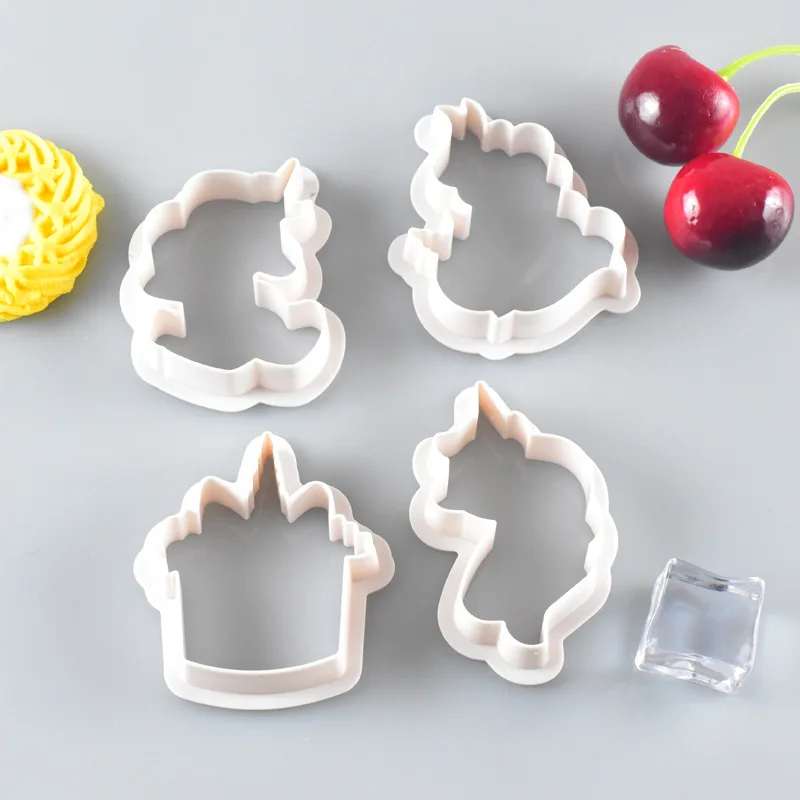 8Pcs/Set DIY Cute Cartoon Unicorn Horse Shape Fondant Cake Cookie Cutter Mold Biscuit Decorating Moulds Kitchen Baking