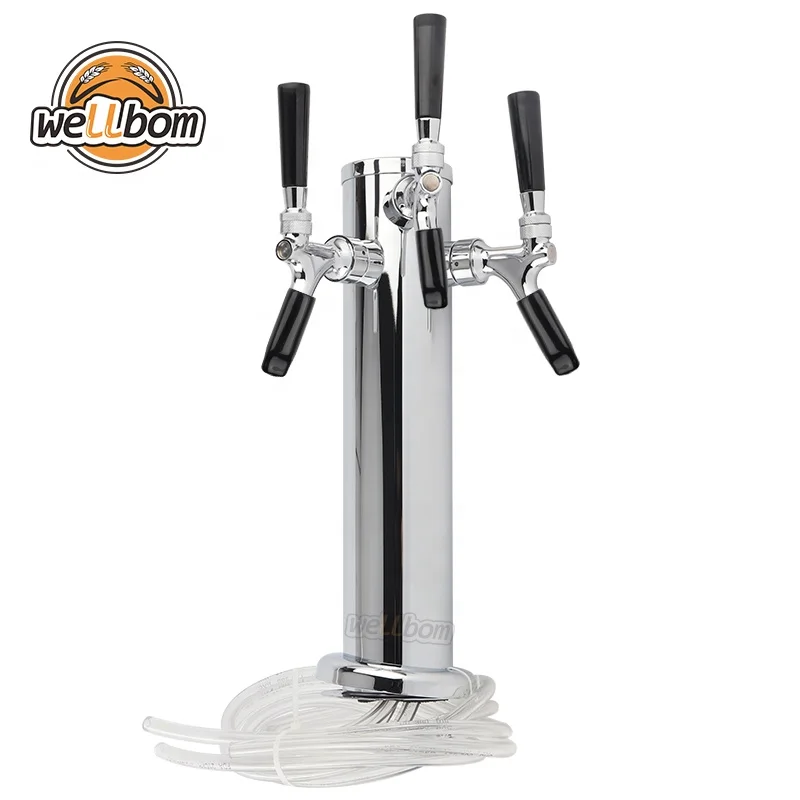 Stainless Steel Column Beer Tap Faucet Tower Triple Tap Drink Dispenser For Sale