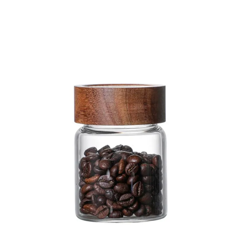 Ready to ship 200ml High Borosilicate Glass Food Storage Containers Glass Storage Jar With Acacia Wood Lid