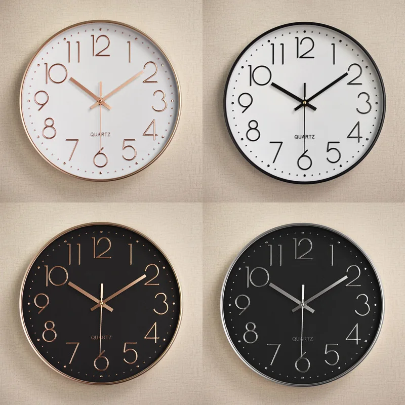 Home Decoration Gift Simple Design Modern Minimalism Design Wall Watch Silent Round Plastic Wall Clock
