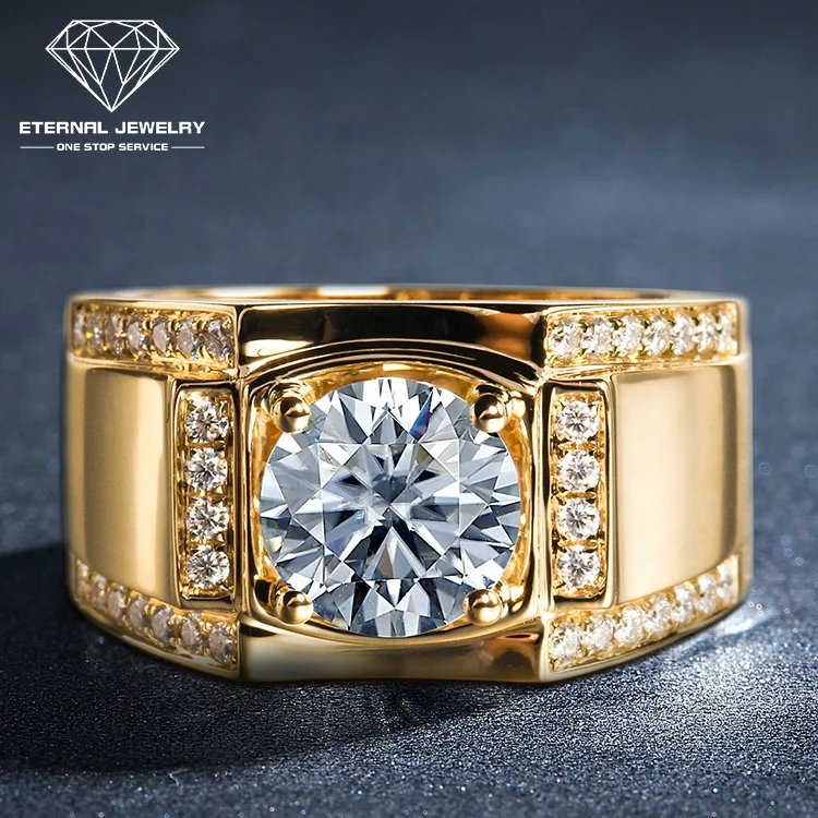 Eternal Jewelry Custom Real 9k 10k 14k 18k Solid Pure Gold VVS Mossianite Laboratory Grown Diamond Wedding Ring for Men
