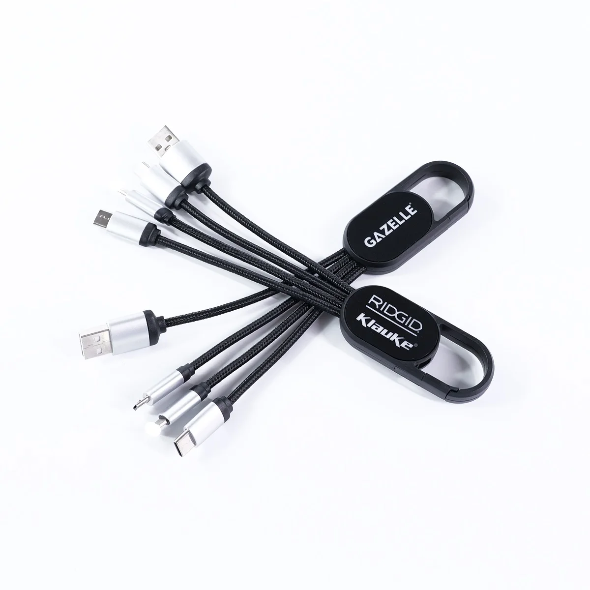 Wholesale Eco-friendly Portable Keyring USB 4 In 1 USB LED Logo Charging Cables With Key Chain with Logo