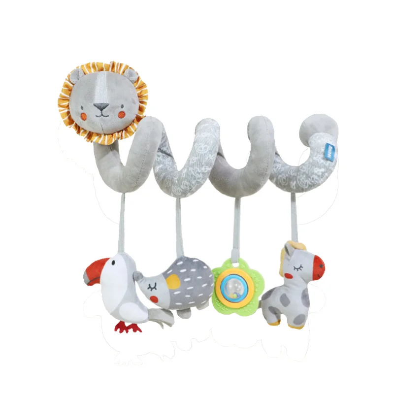 Gray plush animals Activity Spiral baby toy Rabbit Lion Elephant Stroller hanging toy