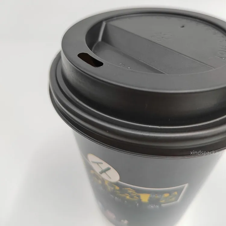 Plastic lid cover for coffee paper cup disposable black cover for hot drinks cup