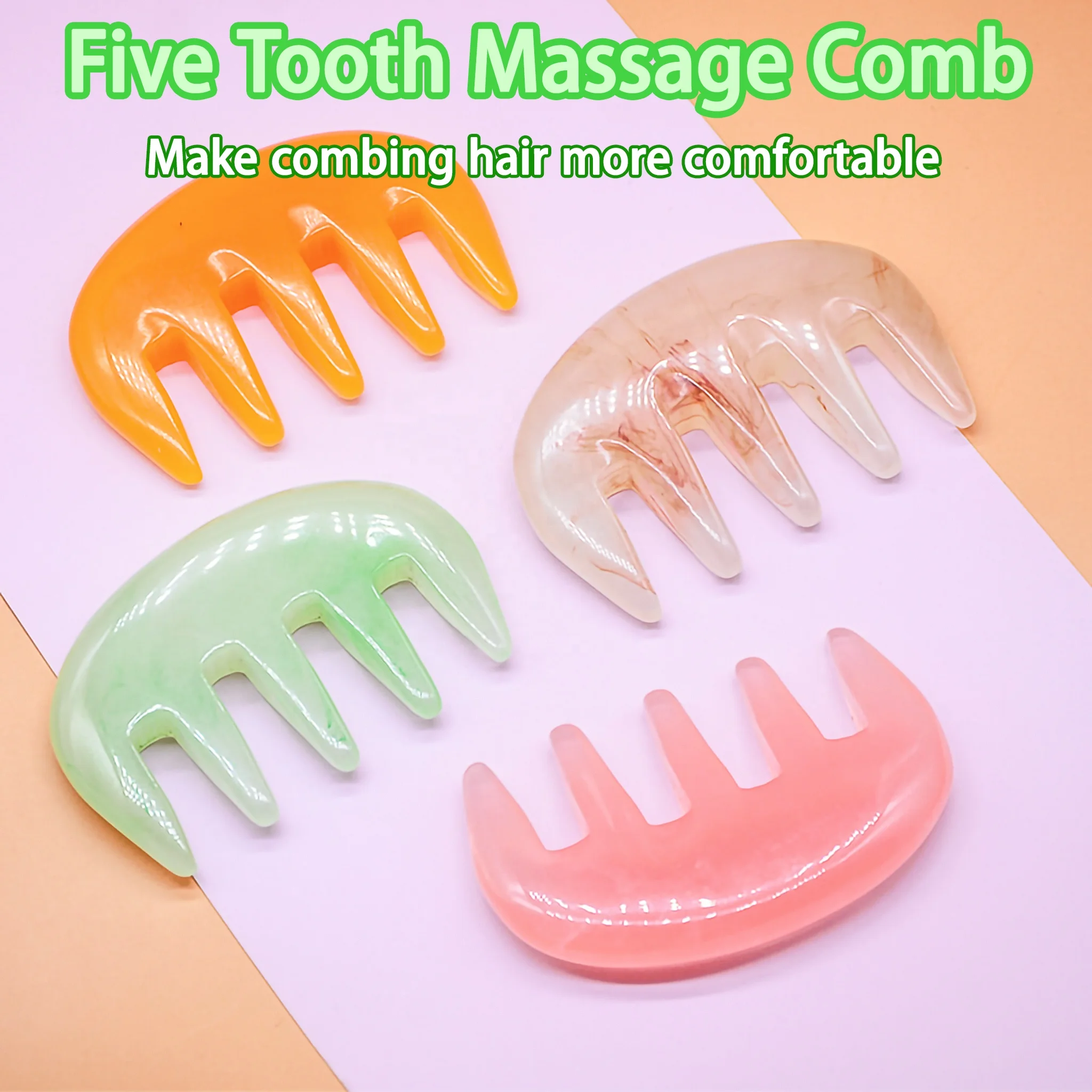 Wide Tooth Massage Comb Massage Resin Massage Face Lifting Stone Guasha Comb Scraping Facial Gouache Tool