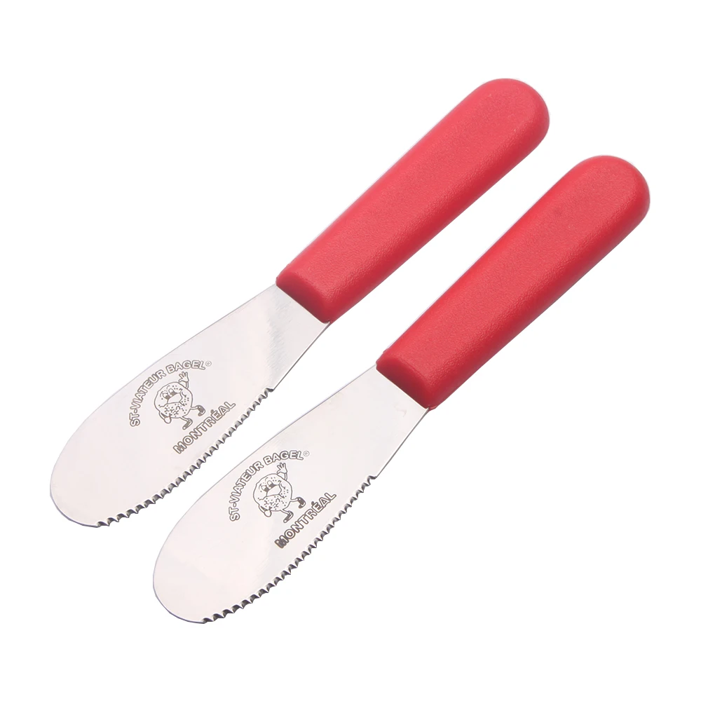 Stainless steel straight edge wide plastic handle butter spreader dinner knife