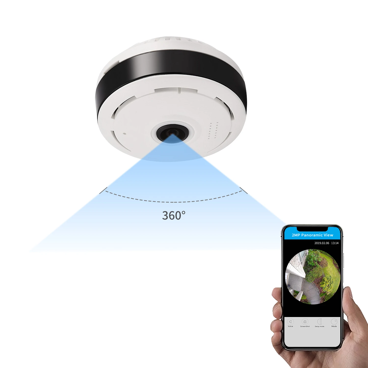 V380 Flying Saucer Smoke Detector Hd 5mp Fish Eyes Panoramic IP Wireless Wifi Camera