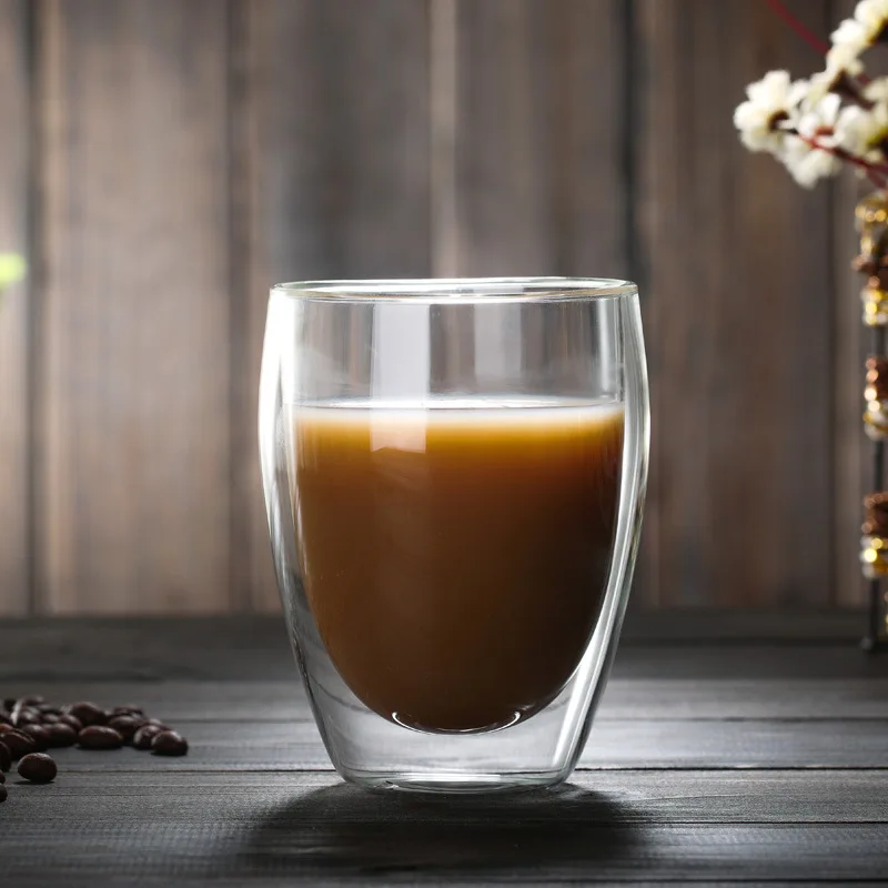 
350 ml / 450 ml custom logo Double Wall Glass Coffee Mug Tumbler 