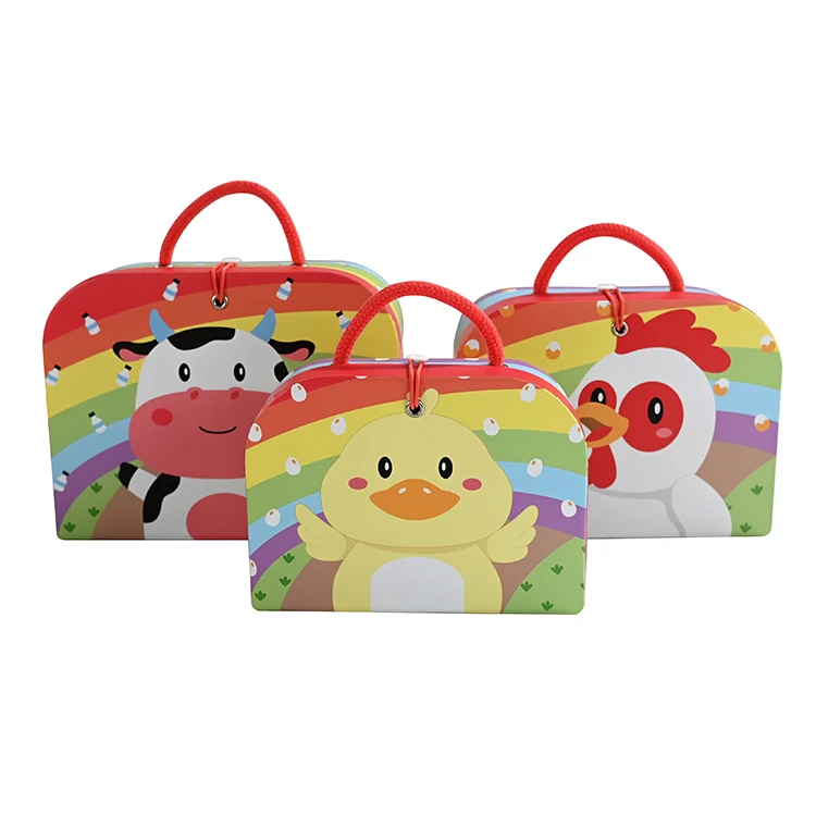Custom Cardboard Suitcase Box with Handle / Cute Small Gift Paper Box for Children