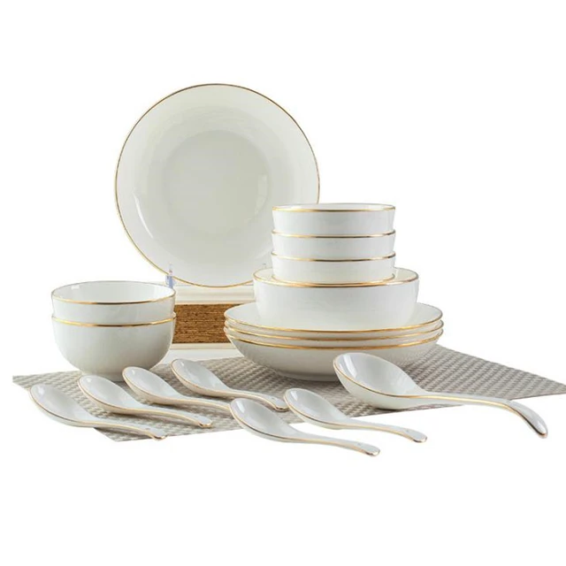 Rim Flatbed Trailer Ceramicsemi Trailer Flatbedte Dish Bowl Dinntruck Trailer Set Gold High Quality Luxury Dinnerware Sets