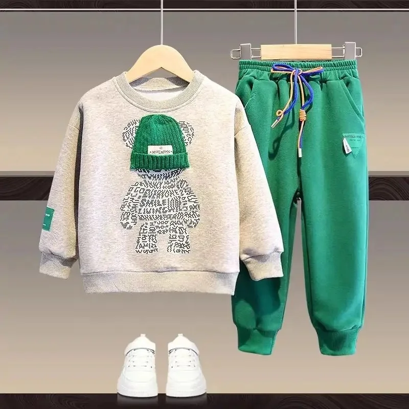 2023 boys jogging suit wholesale Sportswear leisure Sportswear children outdoor warm suit boys 2 pieces