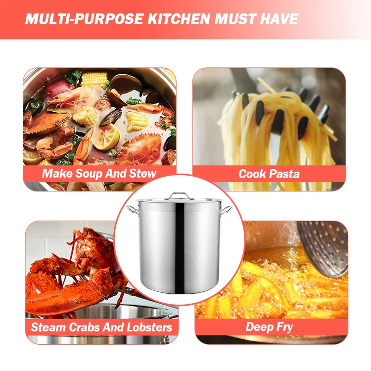 DaoSheng Wholesale China Low Price Restaurant Composite Bottom Large Stainless Steel Stock Soup Pots Cooking Pot