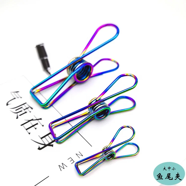 Rainbow small tail clip for Files, Documents, Tickets, Office