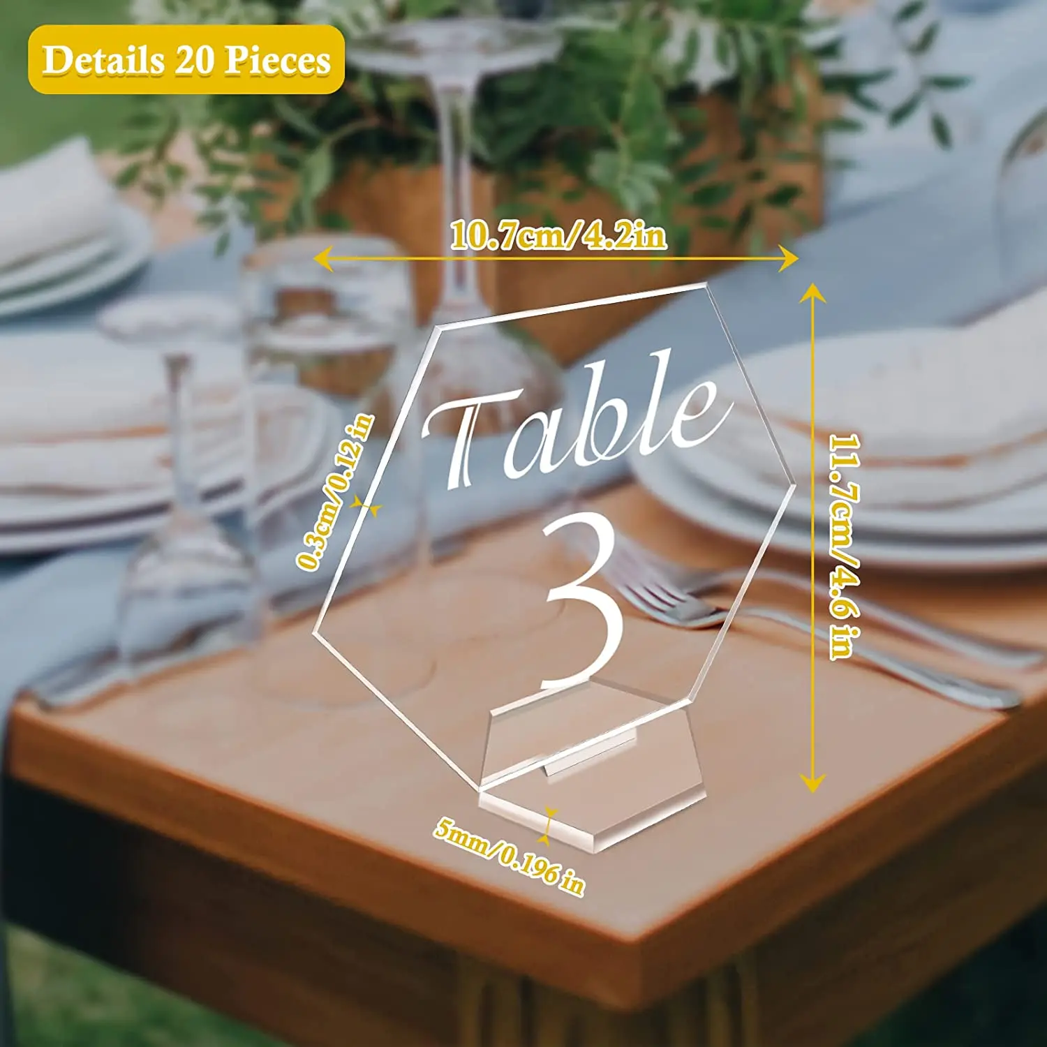 Wedding Reception Table Decorations Blank Acrylic Sign Hexagonal Table Numbers Acrylic wedding Numbers with Stands