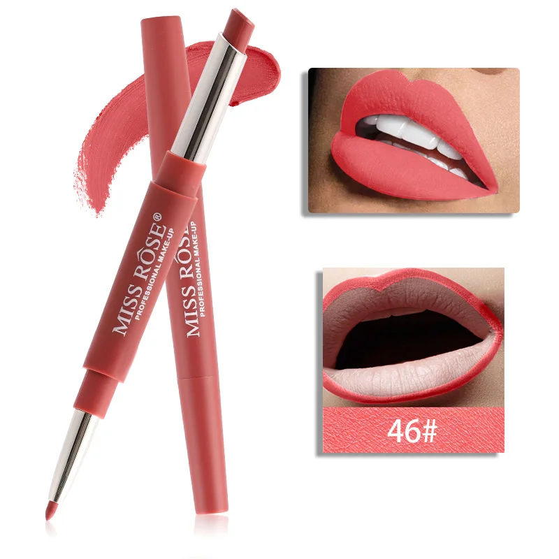 Miss Rose 20 Colors 2 in 1 Long-lasting Lip Liner Matte Lip Pencil Waterproof Moisturizing Lipsticks Makeup Contour Cosmetics