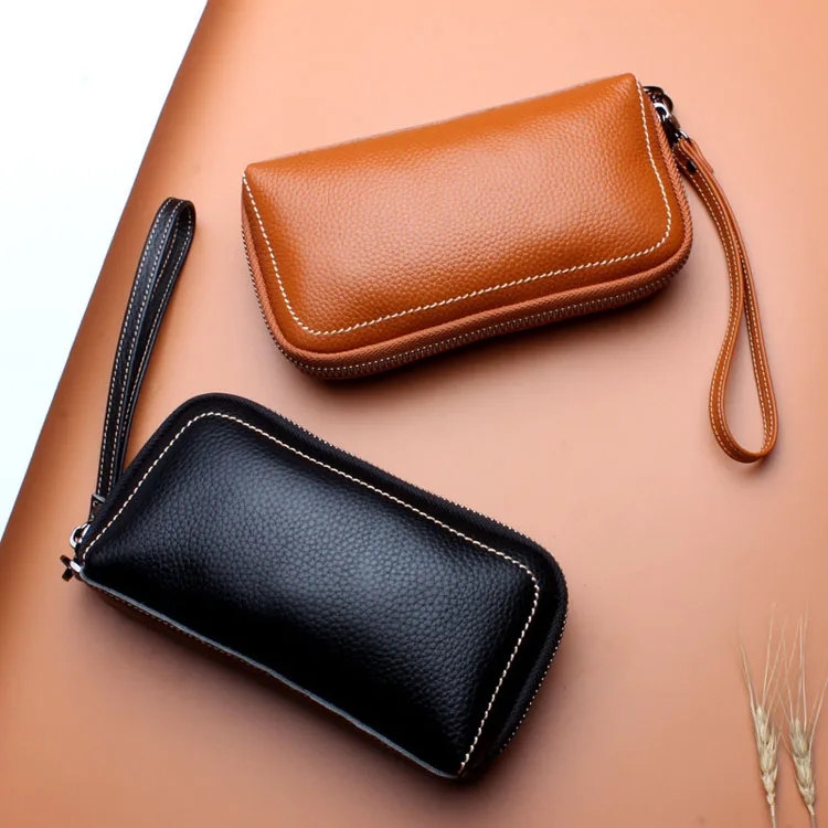 Ladies Hand Phone Bag First Layer Cow Leather Cosmetic Bag New Genuine Leather Long Wallet