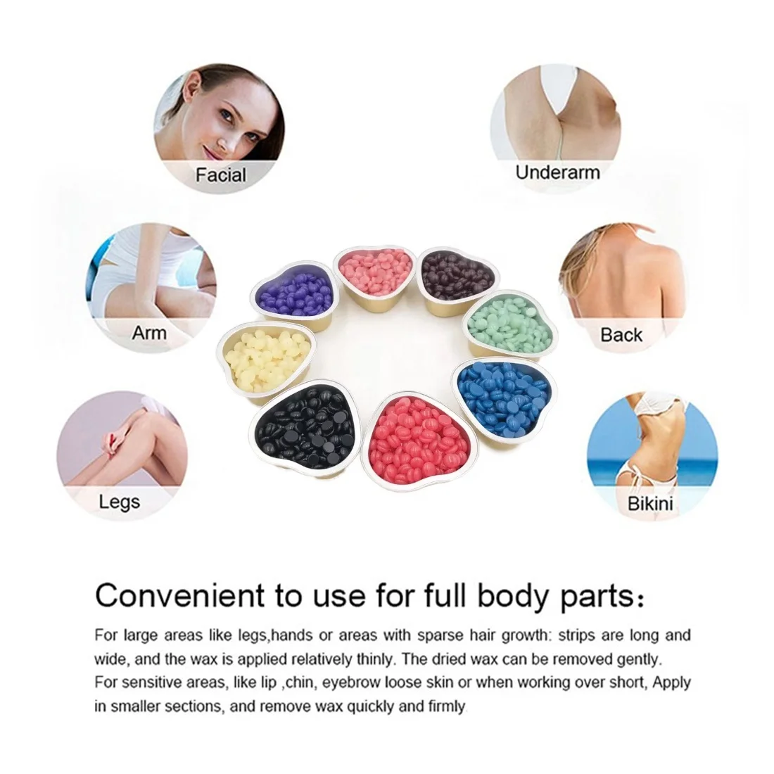 Hot Film Hard Wax Beans Solid  No Strip Wax Bead Depilatory Hair Removal for Full Body