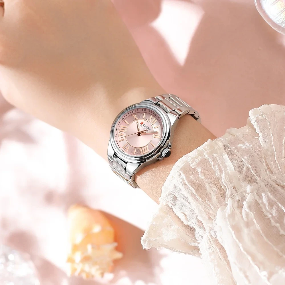 CURREN 9091 Women Quartz Watches Newest Arrival Design Lady Wristwatch For Female Luminous Hands Watch With Roman Numerals